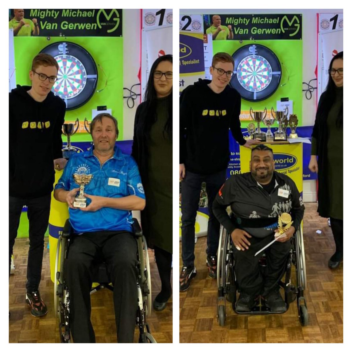 BddaWdf's tweet image. BDDA St helens winmau open. 
Wheelchair category final. 
D kennish 3 . Amar Dehar 0.
Well done Darren 
Unlucky Amar. 
@Dartsshopsth 
@WorldParaDarts 
@DartsStockport 
@EDOdarts 
@DartsWDF 
#Fastaway 
#Ableworld