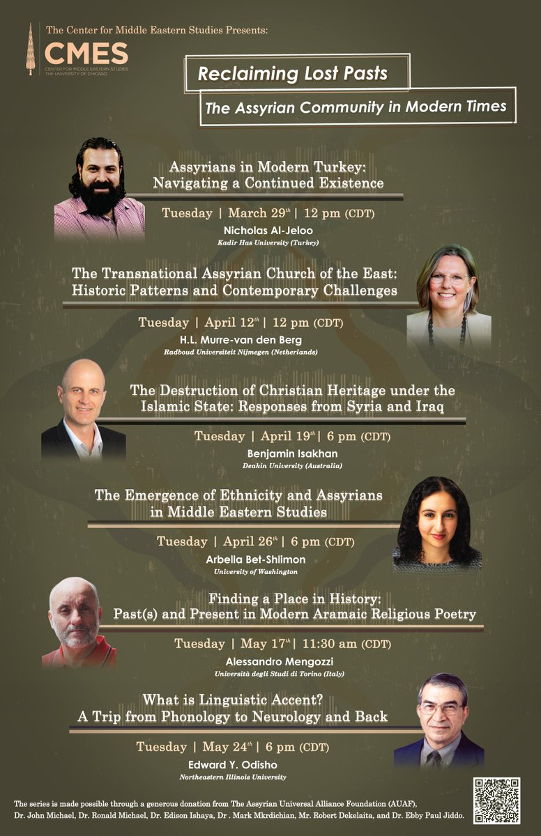 Join us for the spring 2022 "Reclaiming Lost Pasts: The Assyrian Community in Modern Times" lecture series. Register for individual events: cmes.uchicago.edu/content/reclai…