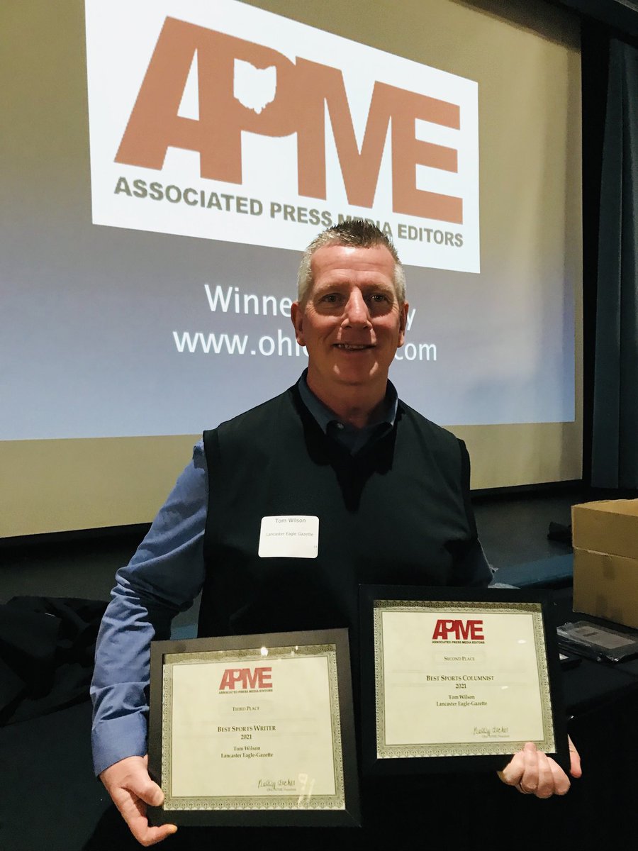 Very grateful to be honored today by the Ohio Associated Press Media Editors: second place for Best Sports Columnist and third place for Best Sports Writer. Love what I do and never take for granted.
