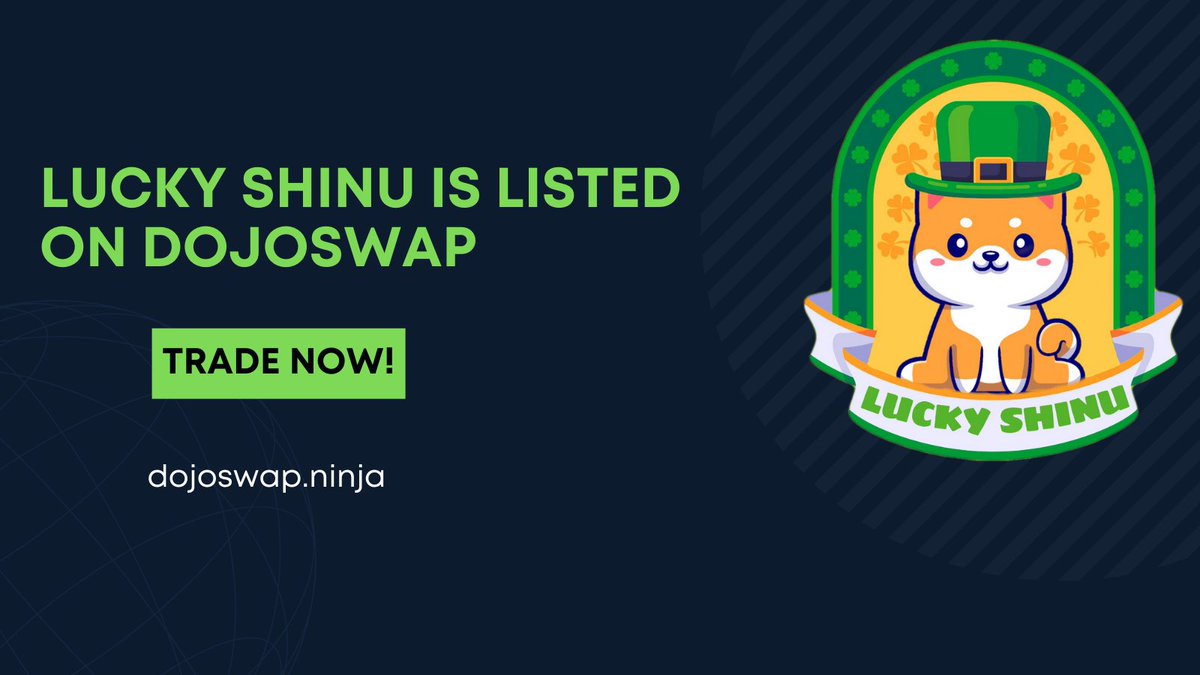As you might already know, we are proud to announce that you can trade #LUSHI on #DOJOSWAP, #DEX made by <a href="/Shib_nobi/">SHIBNOBI</a>!

Find us on dojoswap.ninja and join us on our Telegram to keep up with our news! t.me/LuckyShinu

#Shibnobi #luckyshinu #Ethereum #cryptocurrecy