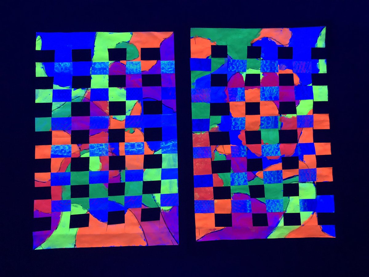 1st graders <a href="/Hillcrest_BCPS/">Hillcrest Elementary</a> created weavings using neon paint and oil pastel rubbings. <a href="/HillcrestPTA/">Hillcrest ES PTA</a> <a href="/RTwentey/">Ryan Twentey</a> <a href="/sfisherBCPS/">Sherri Fisher</a>