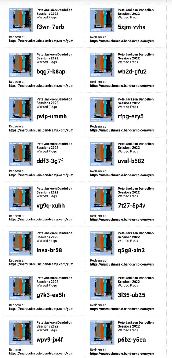 Free Codes for our Dandelion session. We only ask if you like it spread the word. marcushmusic.bandcamp.com/album/pete-jac…