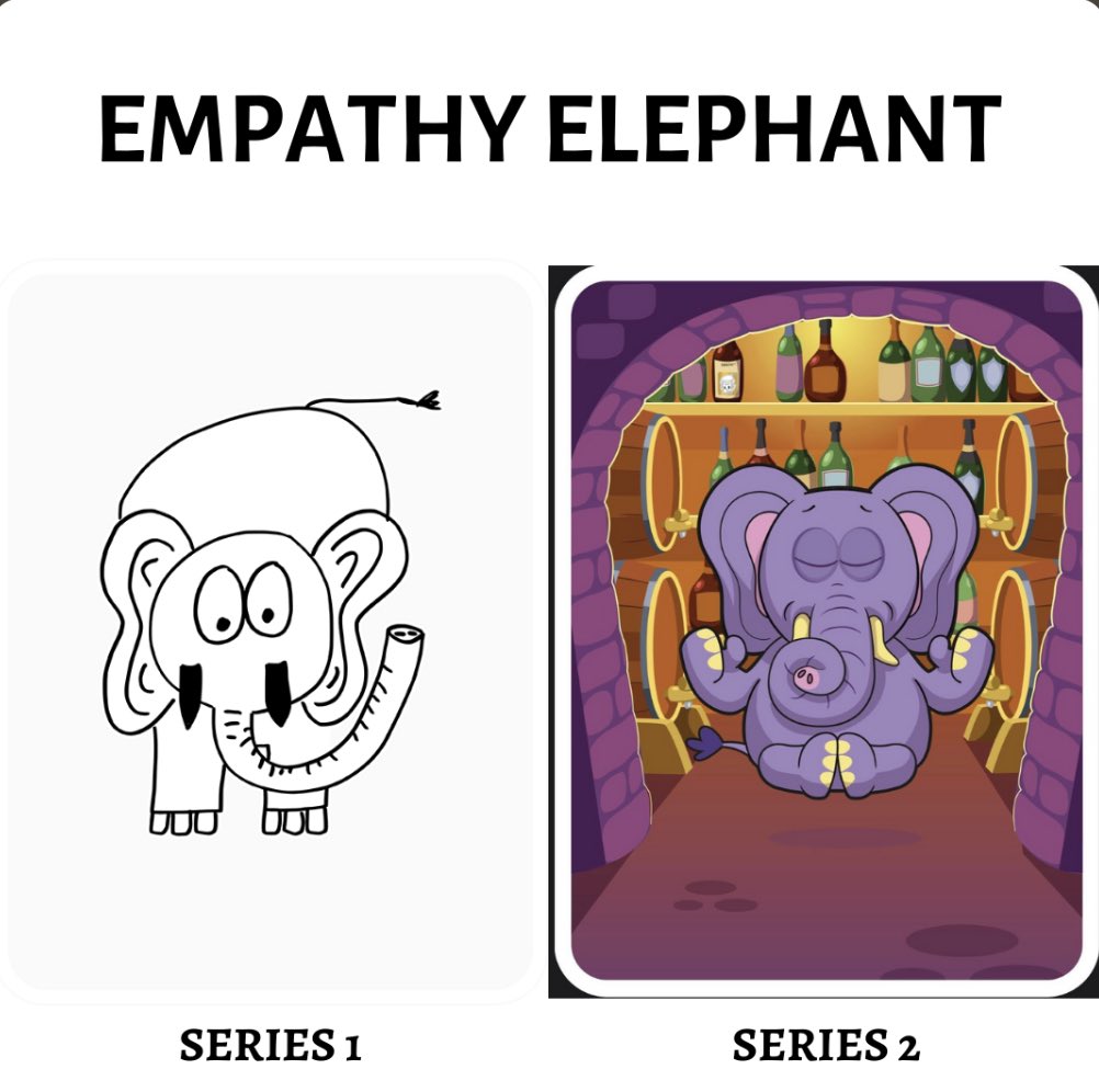cryptosncurls's tweet image. Loving the Series 2 Empathy Elephant &amp;amp; their new recharge room! Well done @garyvee @veefriends  

#VeeFriends #empathy #meditation #empathywine #garyvee