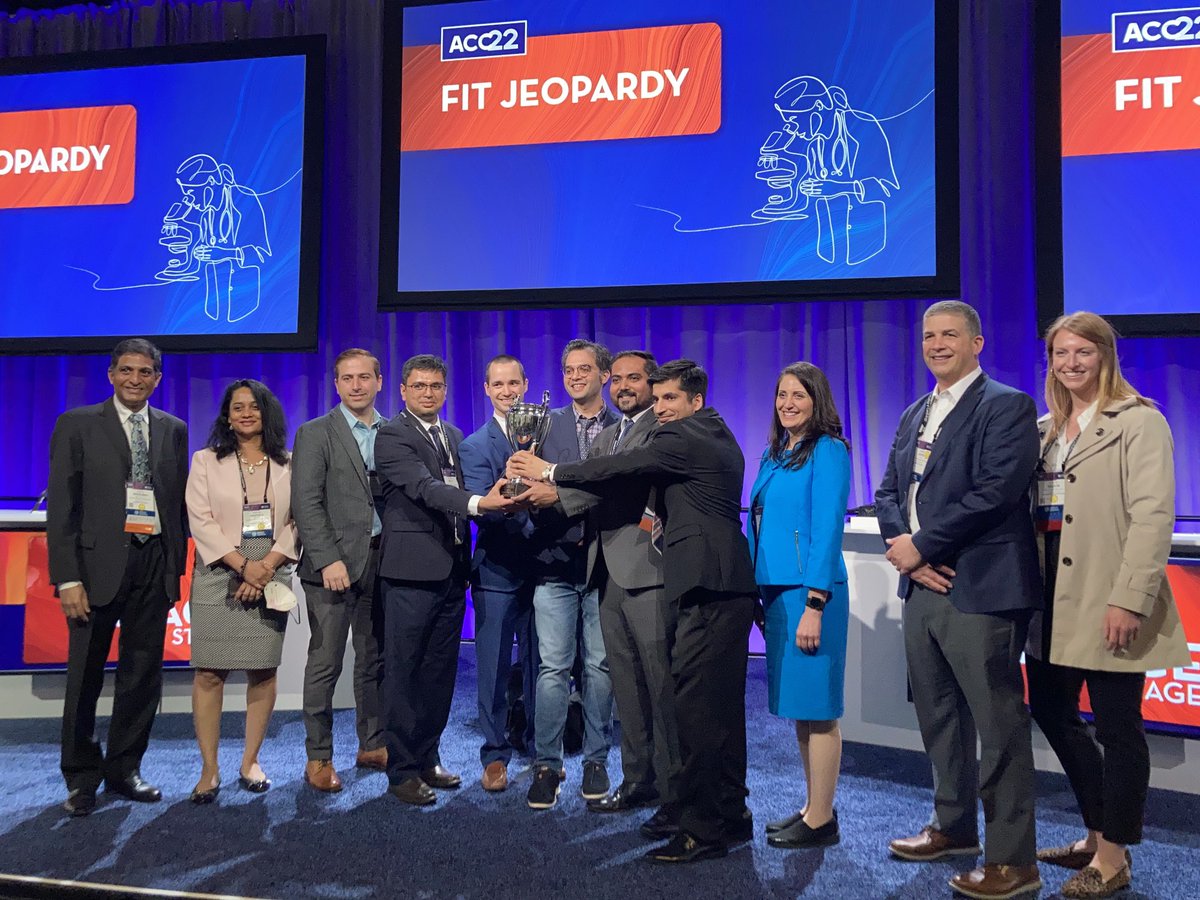 Congratulations to Team West Virginia, #ACC22 FIT Jeopardy Champions! See everyone at ACC23!  ⁦<a href="/ACCinTouch/">American College of Cardiology</a>⁩ ⁦<a href="/drmalissawood/">Malissa Wood</a>⁩ ⁦@mcwlovesheart⁩ ⁦<a href="/AGoldsweig/">Andrew M. Goldsweig, MD, MS</a>⁩