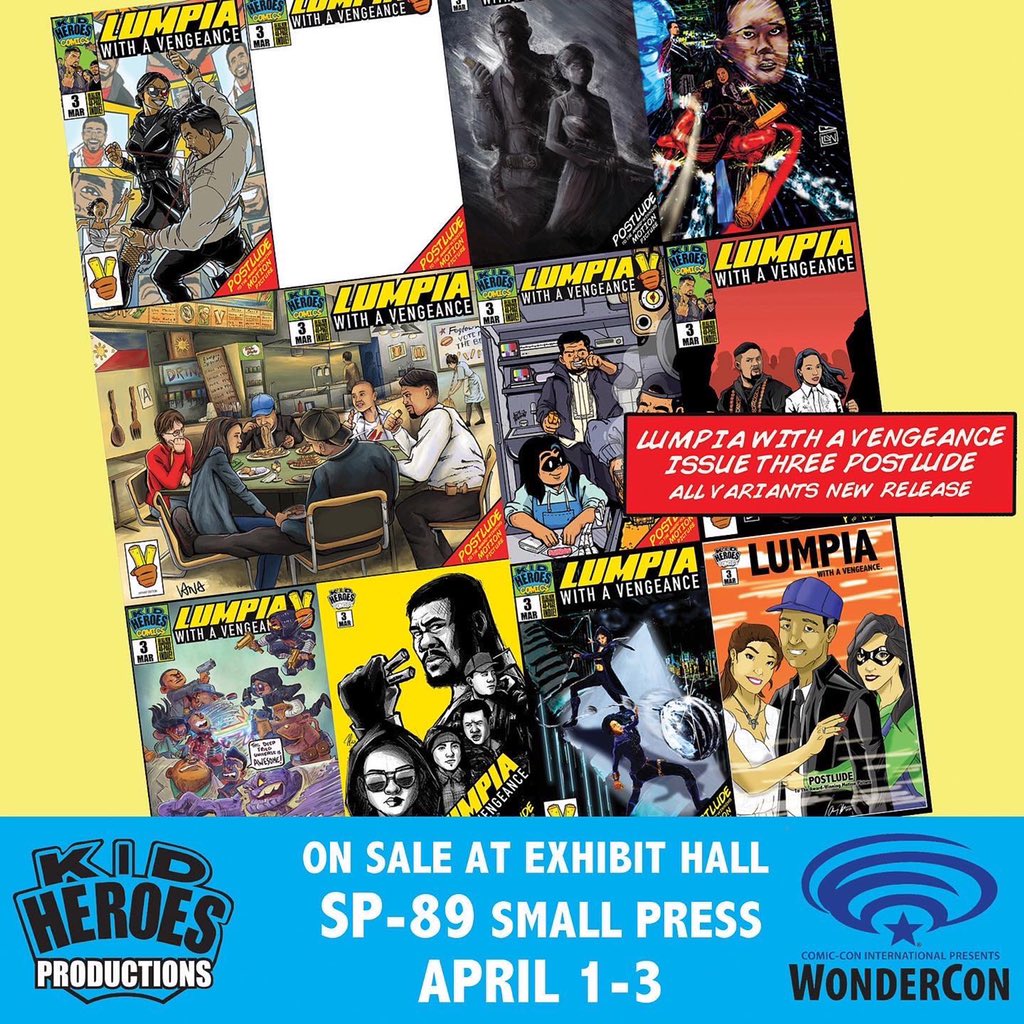 LumpiaMovie's tweet photo. FREE POSTER!!! #LumpiaWithAVengeance and #Jemini comic book creators &amp; @Trina_Dimaranan signing at the @WonderCon Signing Area inside the exhibit hall 

@mashface38 @JustinQuizon @PilareArt 

#Wondercon  #WonderConExclusive #WonderConExclusives https://t.co/oUwob2aVa2
