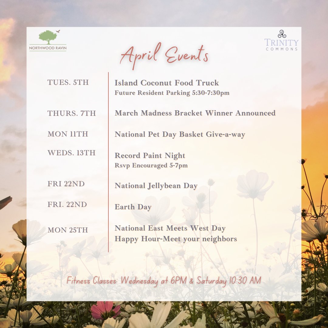TrinityCommonNC's tweet photo. Let's celebrate Spring together at some of our favorite yearly events!
.
.
.
#trinitycommons #durham #luxuryliving #thisisnwrliving #notallapartmentsarethesame https://t.co/nQSe9xdGnc