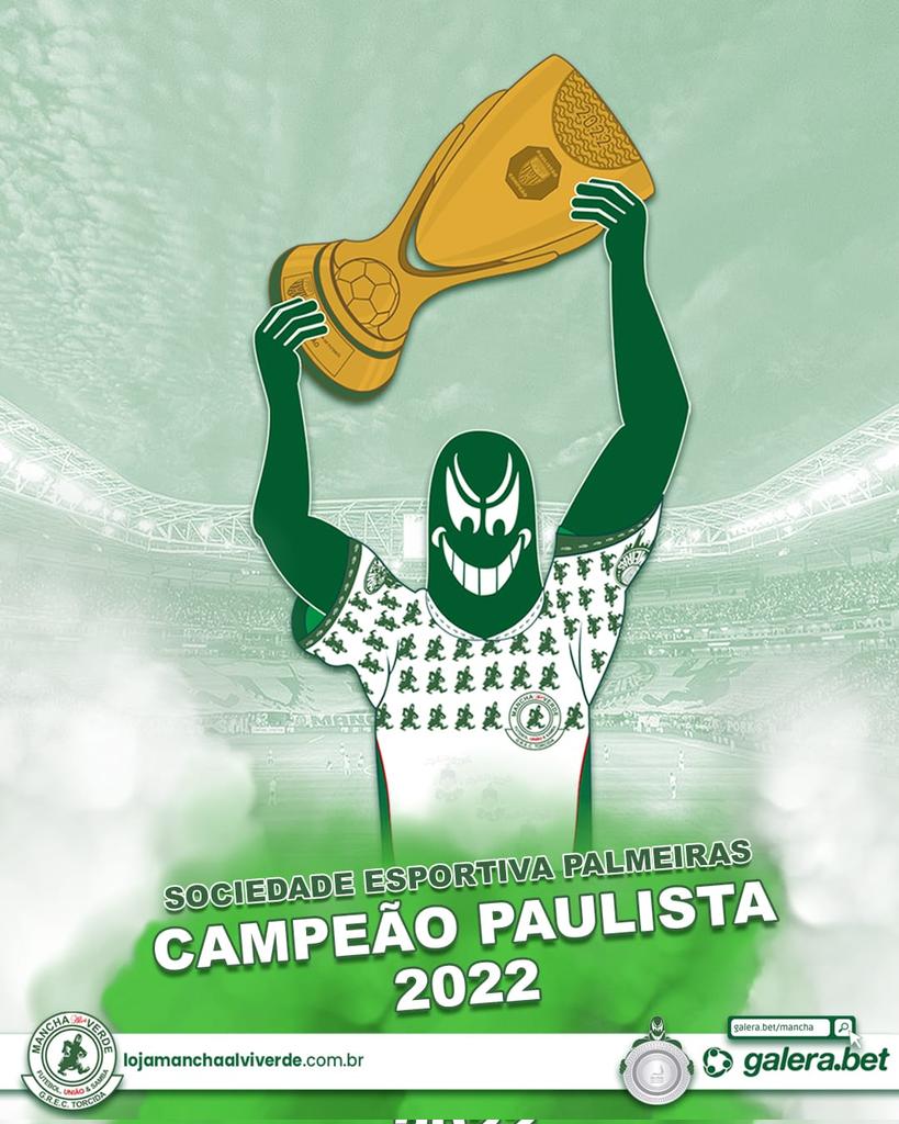 Copo Palmeiras Campeão Paulista 2022 - Verde Branco Mania