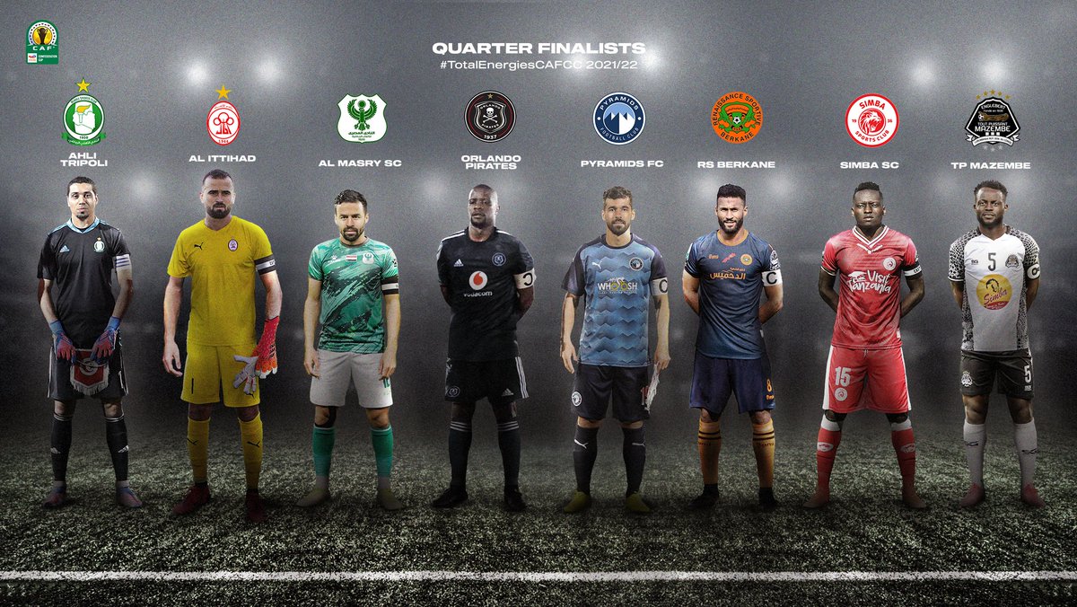 CAFCLCC's tweet photo. Ladies and gentlemen, your 2021/22 #TotalEnergiesCAFCC quarter-finalists! ✨ https://t.co/sunBbllKWm