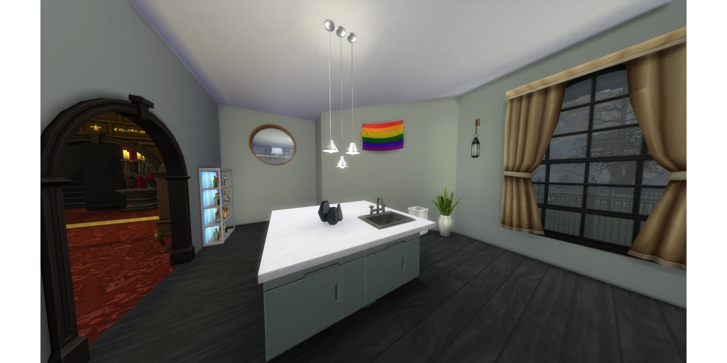 SimmerGray's tweet photo. Tried out the interior design career - when designing for vladdy you always have to add the pride flag#pride #sims4 #vlad #simmers https://t.co/KqFaqFM8W2