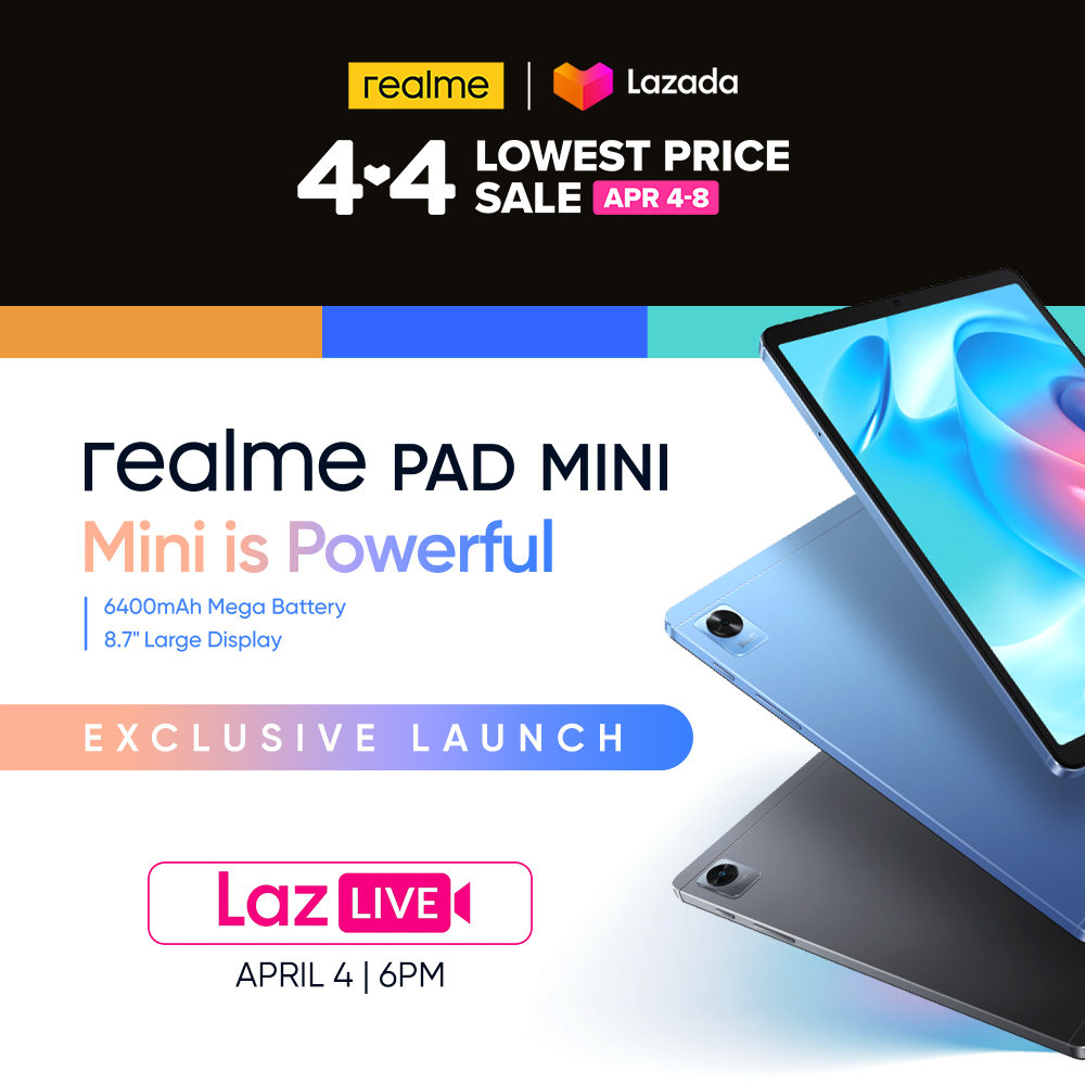 realme_ph's tweet image. FEW MINUTES LEFT! ✨
You can also catch the Global Debut of the realme Pad Mini on Lazlive at 6PM! Follow realme LazMall and get a chance to WIN the all-new realme Pad Mini! bit.ly/realmePHLaz
Add to Cart now! 👇
🙋‍♀️ bit.ly/LazrealmePadMi… 🙋‍♀️
#MiniIsPowerful #realmePH