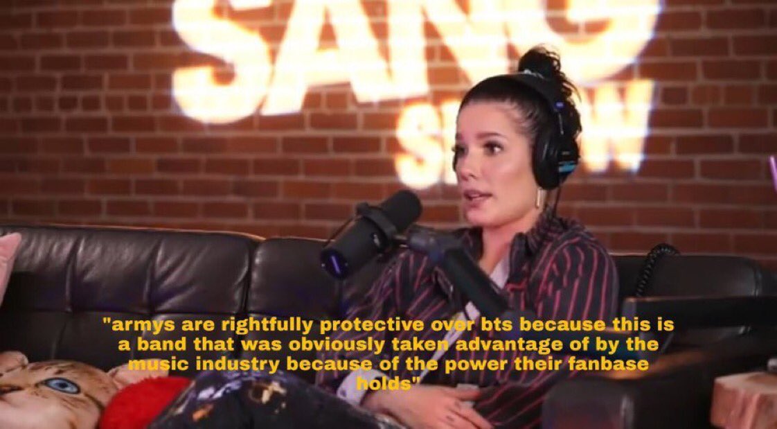 Jeongguklogy's tweet photo. Una vez Halsey dijo: "Army protege a BTS y con razón porque es una banda de la que la industria de la música se aprovecha debido al poder que tiene su base de fans". https://t.co/VzOsM7rQLT