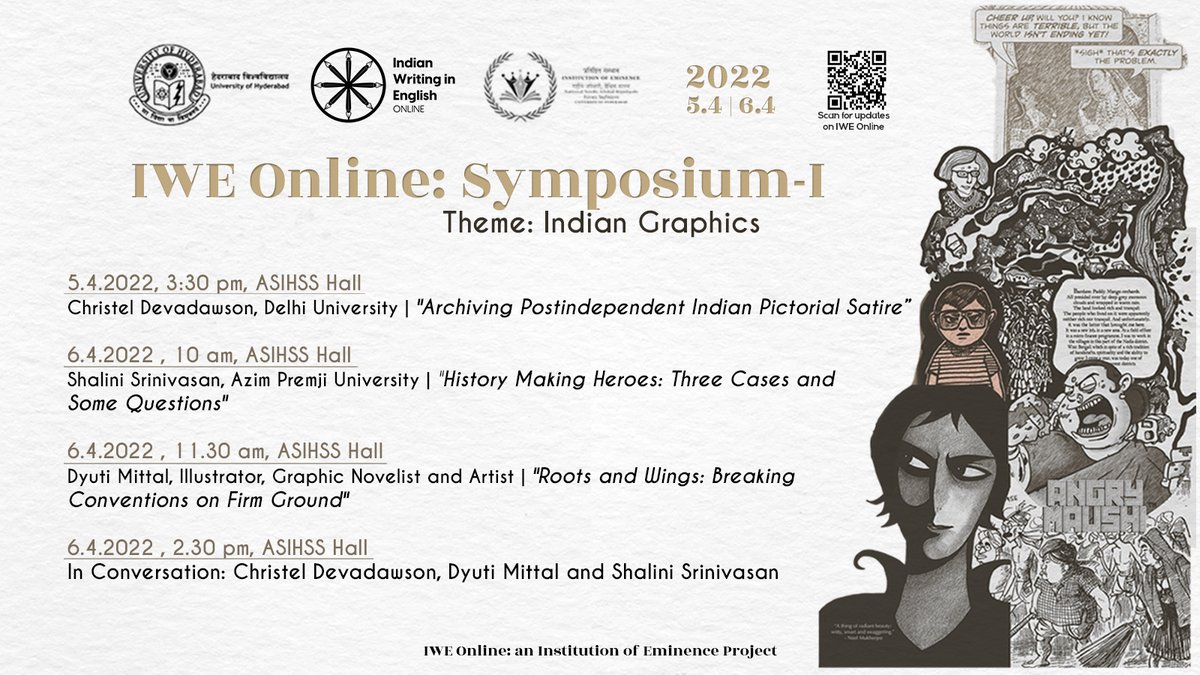 IWEOnline_UoH's tweet photo. Get to know the Graphics in Indian Literature like never before! Here are the details of the first theme of the first #IWEOnline Symposium. Plan to attend -  https://t.co/I4gkmMh1om

@HydUniv
#IndianWritinginEnglish #IWE #Graphics #GraphicNovels
@shal_srinivasan https://t.co/mXypoeDEKZ