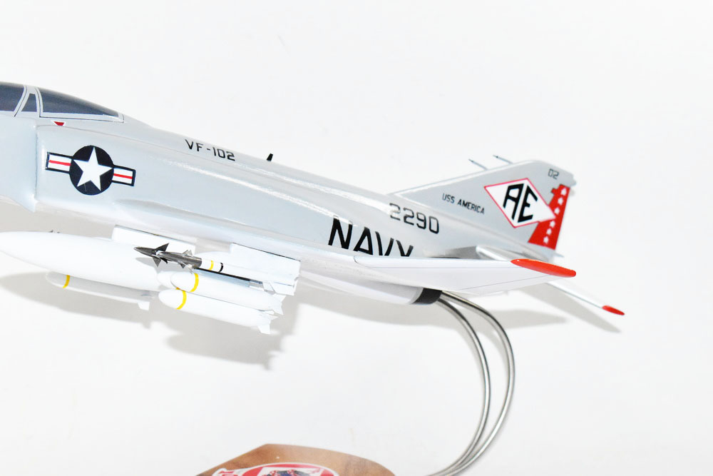 nrocklein's tweet photo. The second VF-102 was established in 1955.  Here is our creation of a F-4b when she was flying off the USS America.  
#phantom, #F-4, #ussamerica, #VF102, #diamondbacks https://t.co/ZJQB6lm00T