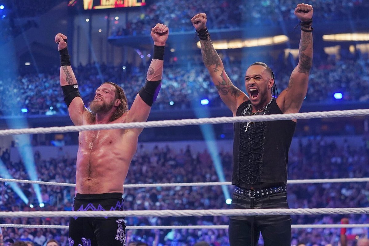 WWE's tweet photo. You think you know them?

#WrestleMania @EdgeRatedR @ArcherOfInfamy https://t.co/gRGfxuySug