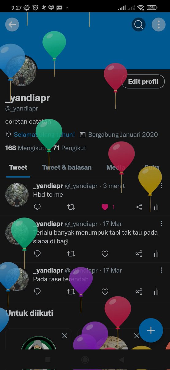 _yandiapr's tweet photo. Cie di kasi balon wkwkwk https://t.co/rZHjZBPj41