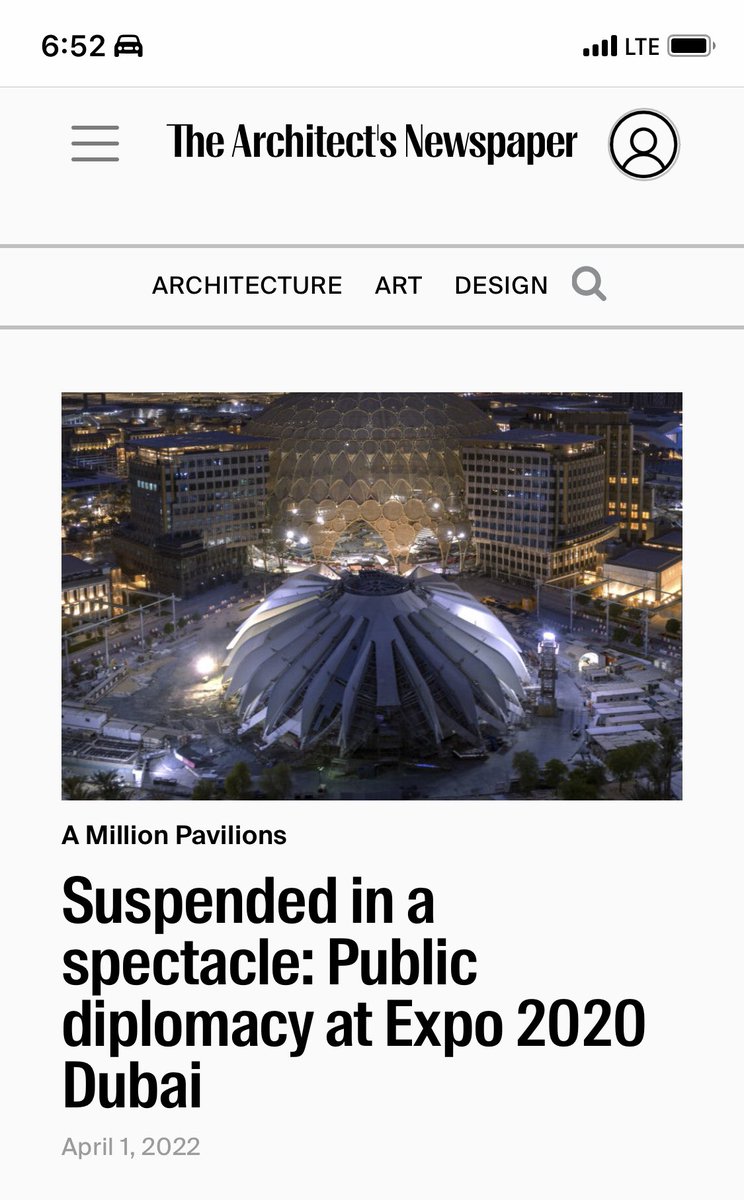 faceofanation8's tweet photo. Our latest article connecting the design of national pavilions to public diplomacy was feature story of the Architect’s Newspaper!  Connecting the design of national pavilions to public diplomacy at the Dubai World Expo #architects #university #dubaiworldexpo #design #dubai https://t.co/oyM66eU37C