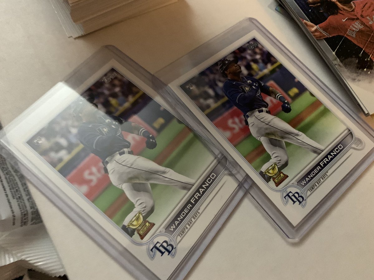 philmachemer's tweet image. Cracked a few fattys after dinner and pulled these bad boys. Just quit my job. #topps #wanderfranco #topps2022