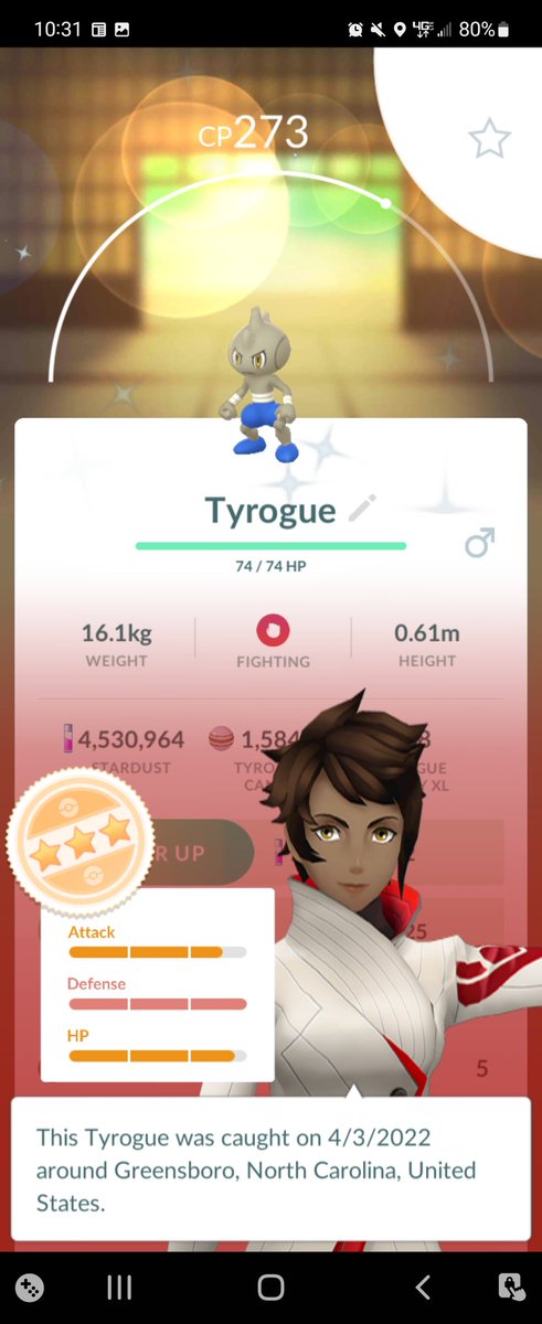 ShinyCrissy's tweet photo. 🤯🤯👀 Wasn't expecting this when I opened the game. 

#PokemonGO #PokemonGoShiny #ShinyHatch #Tyrogue https://t.co/4N4ipydwZF