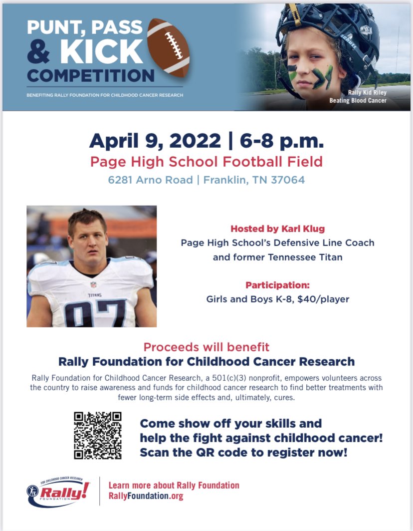 slklug18's tweet photo. Come help @klug_karl in raising money for @RallyFoundation ! @wcsPageMS @wcsPHSathletics @pagefootball https://t.co/pQJlggCfVX