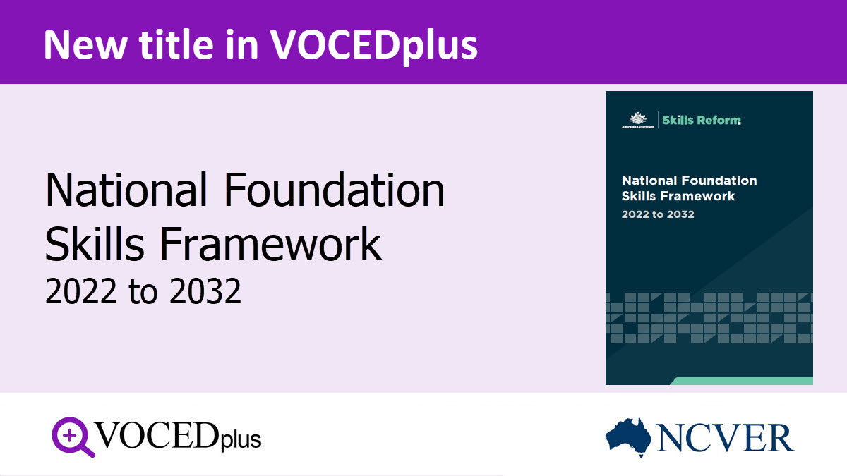 VOCEDplus's tweet image. #NewTitle National Foundation Skills Framework - hdl.voced.edu.au/10707/606195. 

The Framework sets out a 10 year model for improving the foundation skills of Australian adults. The paper outlines the approach, development process and the Framework structure.

#VETreform #LLND