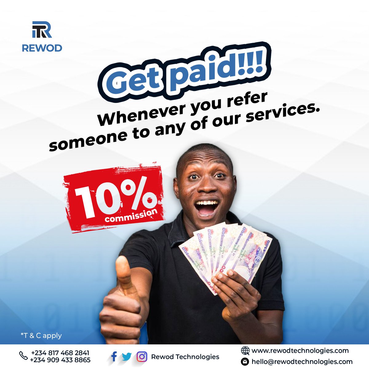 rewodtech's tweet photo. We all wished for a fruitful and blessed week.
Here is one sure way you can make that happen and smile into the weekend.
This is a testimony from someone who has not stopped sharing our promotional flyers and referring us.
#rewod #rewodtechnologies #referandgetpaid #business https://t.co/Me3hyvpCw2