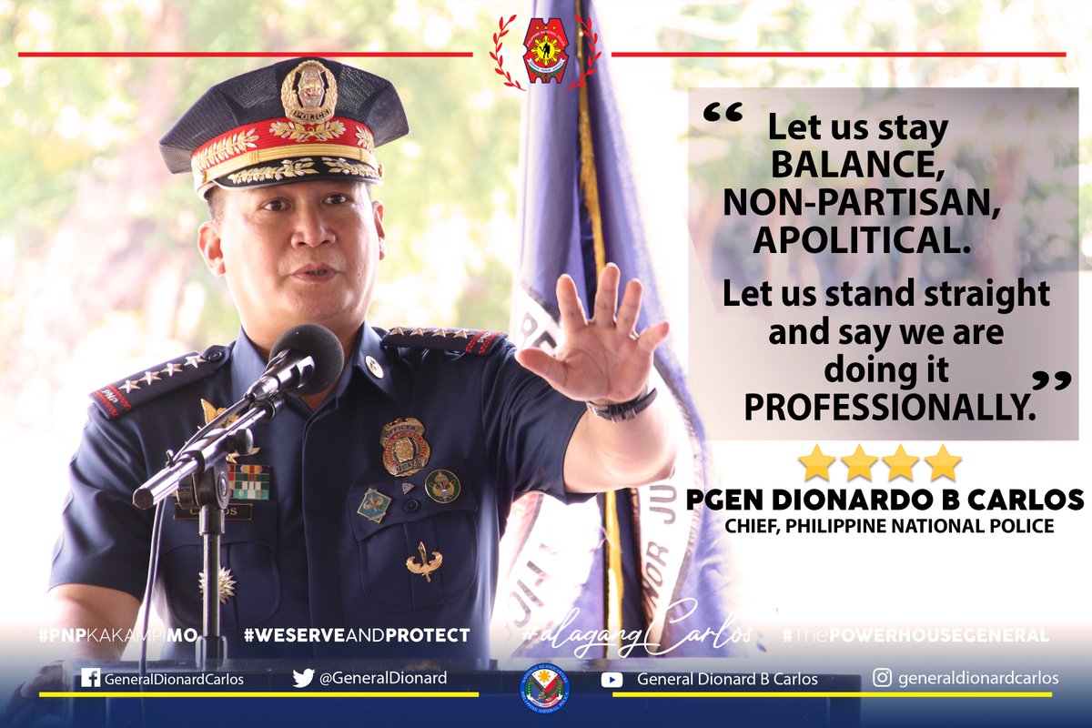 GeneralDionard's tweet photo. PNP CHIEF PGEN DIONARDO CARLOS urged all police personnel to strictly abide by the "No take policy".

#alagangcarlos
#powerhousegeneral
#TeamPNP
#PNPKakampiMo
#WeServeAndProtect
Instagram: https://t.co/i5gMlrzPT5
https://t.co/g8qOxhjfWc
Facebook: https://t.co/4aWhzDf80I https://t.co/uVp50wy73n