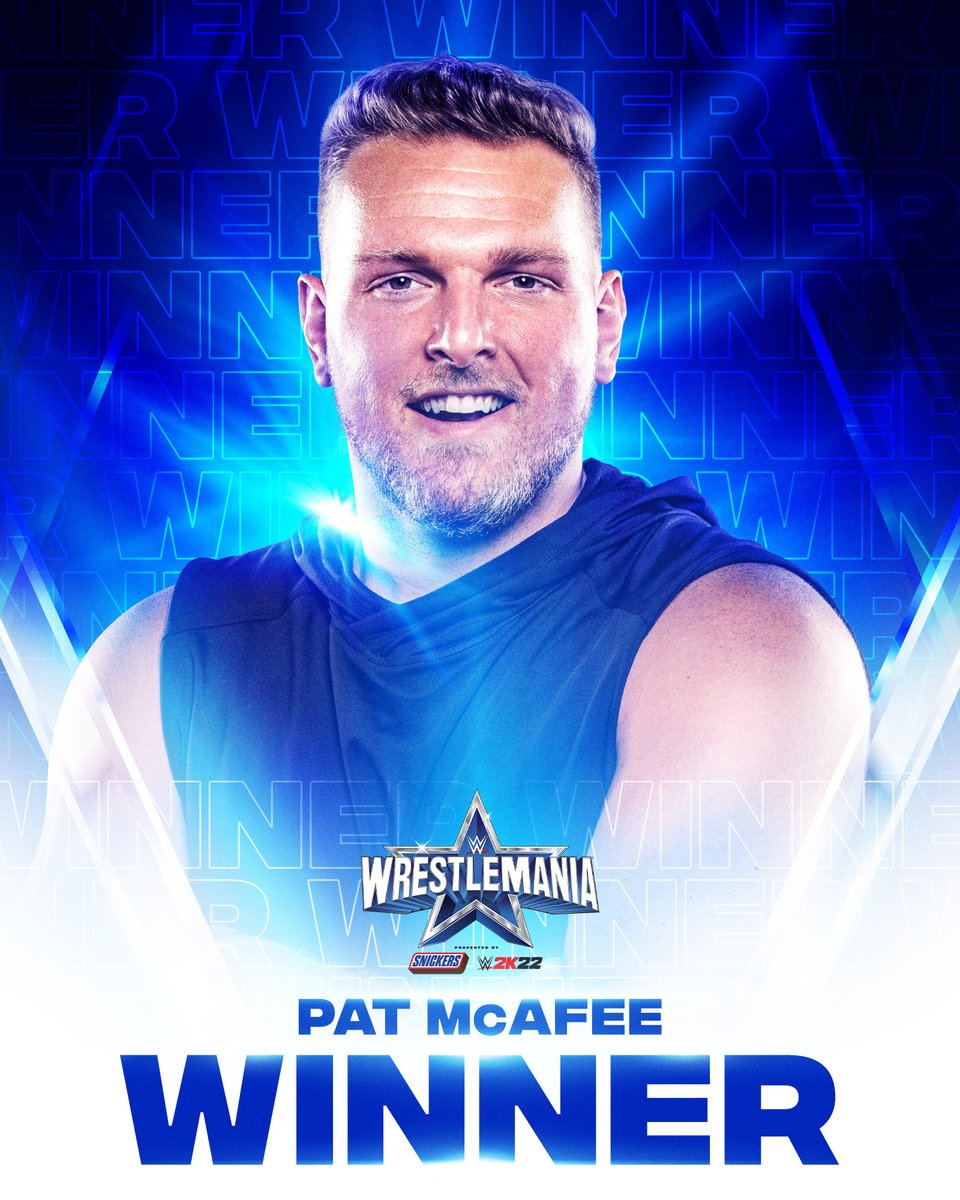 WWE's tweet image. HE DID IT!

#WrestleMania @PatMcAfeeShow