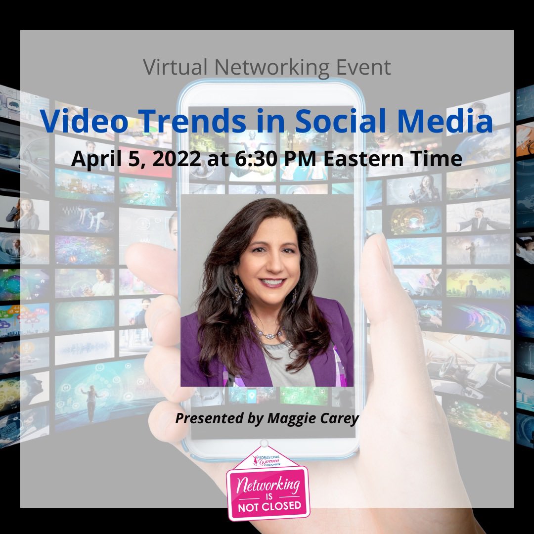 ProfWomenWest's tweet photo. Join us on 4/5 @MasterItMedia presents Video Trends in Social Media! https://t.co/a6bBzMkGgj https://t.co/88gnpAVt75
