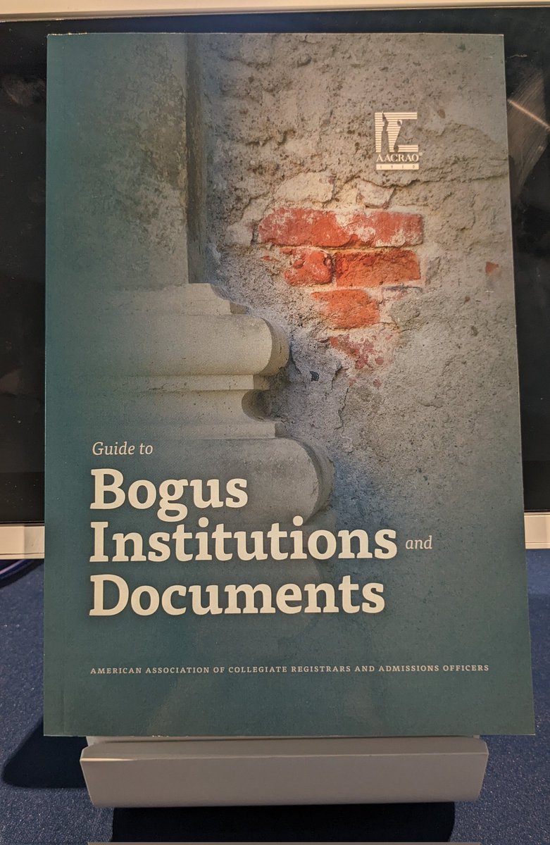 Free book alert! Join us tomorrow for the Bogus Institutions and Documents session (Monday April 4 at 1:15 in room D135) to enter the raffle to WIN A FREE COPY of the book. You won't want to miss it! #aacrao #aacrao22