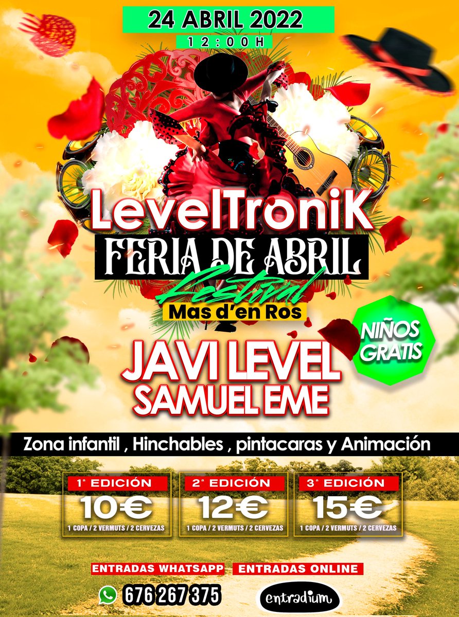 JAVILEVEL's tweet photo. Domingo 24 de Abril 12.00.h.
ENTRADAS ONLINE:
https://t.co/Ib852lg6Ey
ENTRADAS WHATSAPP: 
676 267 375 https://t.co/2jYUpQ0sWO