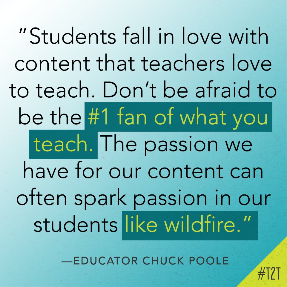 Ts who love to teach inspire Ss who love to learn. (And vice versa!) #TeacherLife, via educator @cpoole27