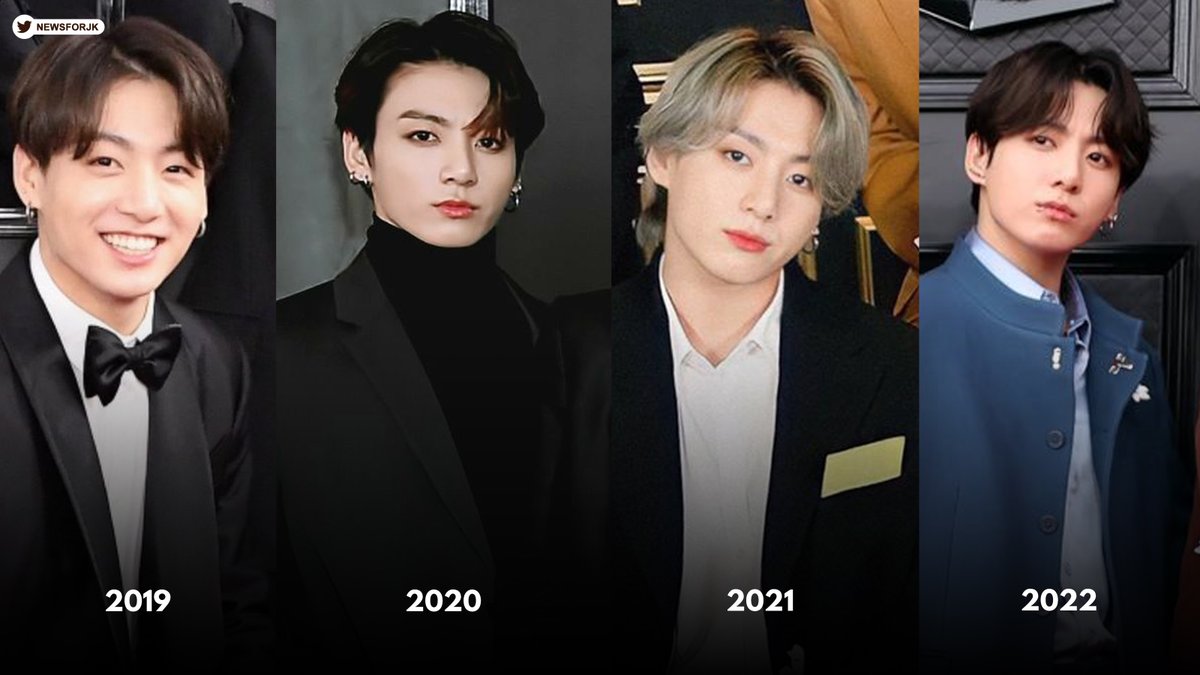 — Jeon Jungkook en los #GRAMMYs a través de los años.