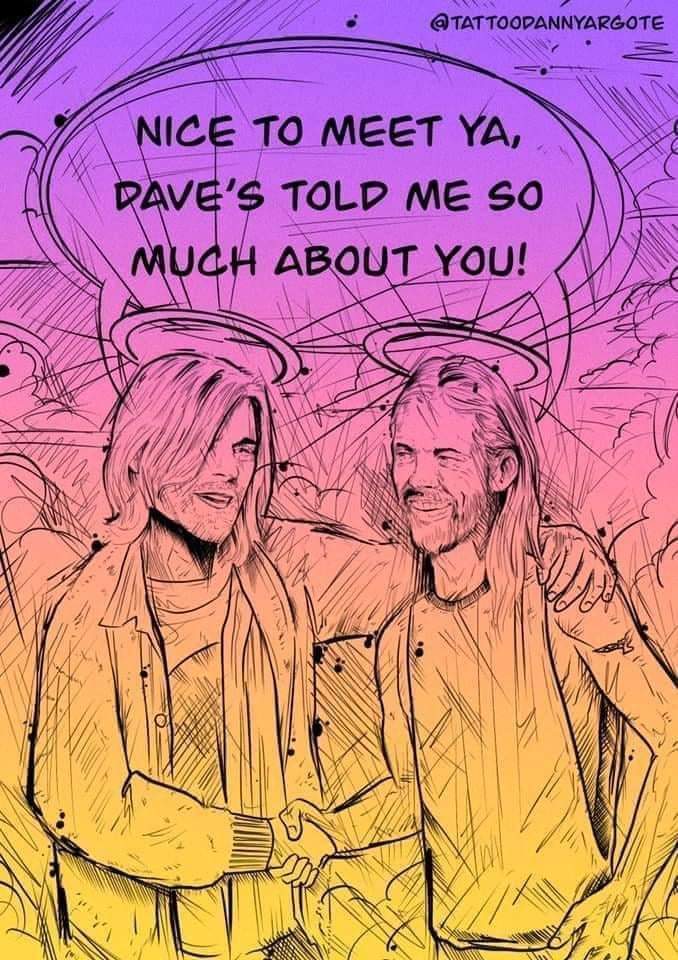 Tommy_Oldham1's tweet photo. What a great picture this is I can imagine Kurt and Taylor be partying away up in the skies. #Nirvana #TaylorHawkins #RIPTaylorHawkins https://t.co/dkkJ1VcwsQ