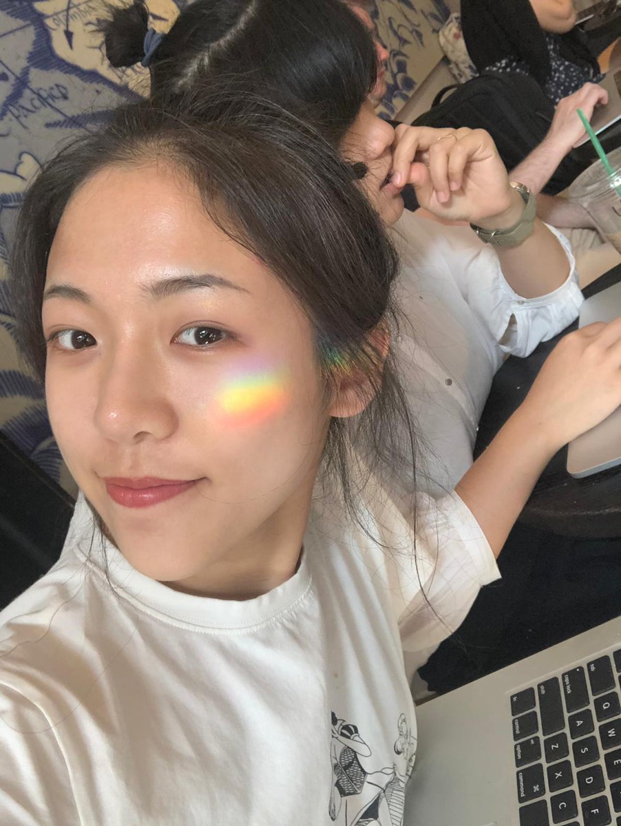 Spent the day with my friends we are all working for one business plan hahaha lol, I can't find a restaurant with Penang Curry anyways look at the rainbow thing at my cheeks.
