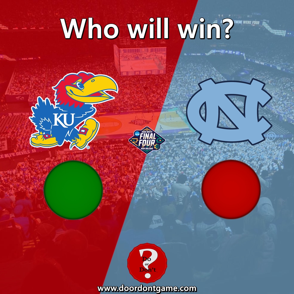 DoOrDontGame's tweet photo. Retweet or comment 🟢 or 🔴 to vote.
If the team that wins also gets the most votes - FREE #DoOrDont for all! 
https://t.co/3N8xpFdmGs for more details

#Giveaway #MarchMadness #TarHeels #UNC #Carolina #Jayhawks #KU #KansasUniversity https://t.co/mWw1ec0SPk