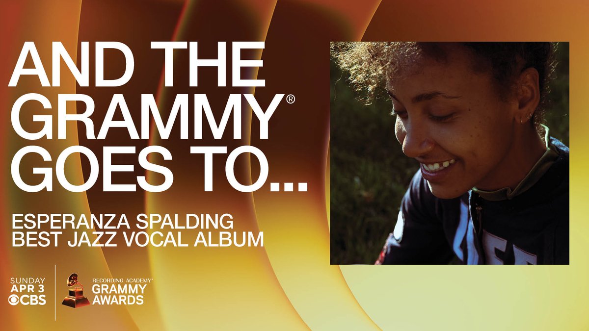 RecordingAcad's tweet image. Congrats Best Jazz Vocal Album winner - 'Songwrights Apothecary Lab' @EspeSpalding 🎼

WATCH NOW 🎶: grm.my/3NJKZ2s #GRAMMYPremiere #GRAMMYs