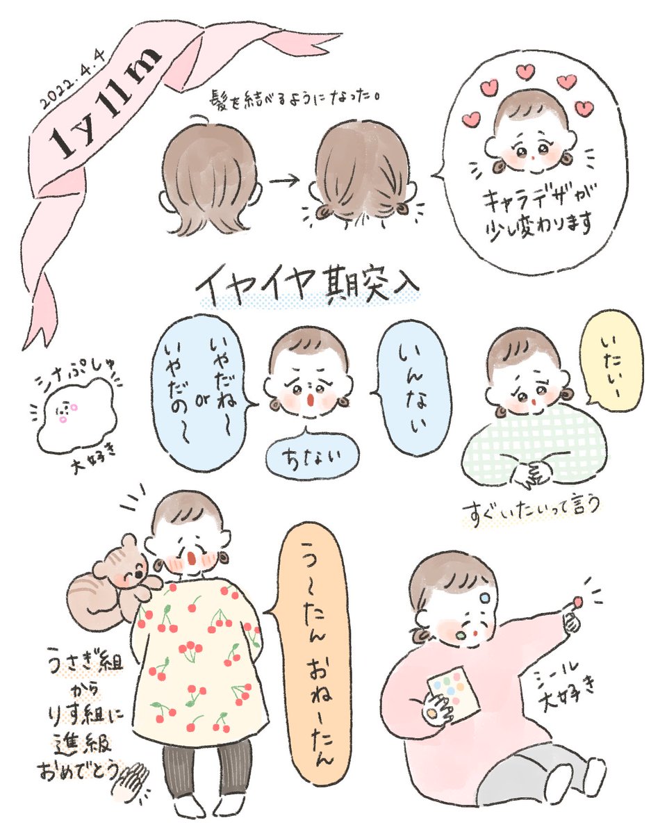 う〜ちゃん1歳11ヶ月👏💓
来月2歳になるなんて信じられない…!👀

これまで1ヶ月おきに描いてきた月齢イラストですが、次回2歳のお誕生日でラストにします🎂

いつも成長を見守ってくださりありがとうございます💓
(育児漫画は継続します) 