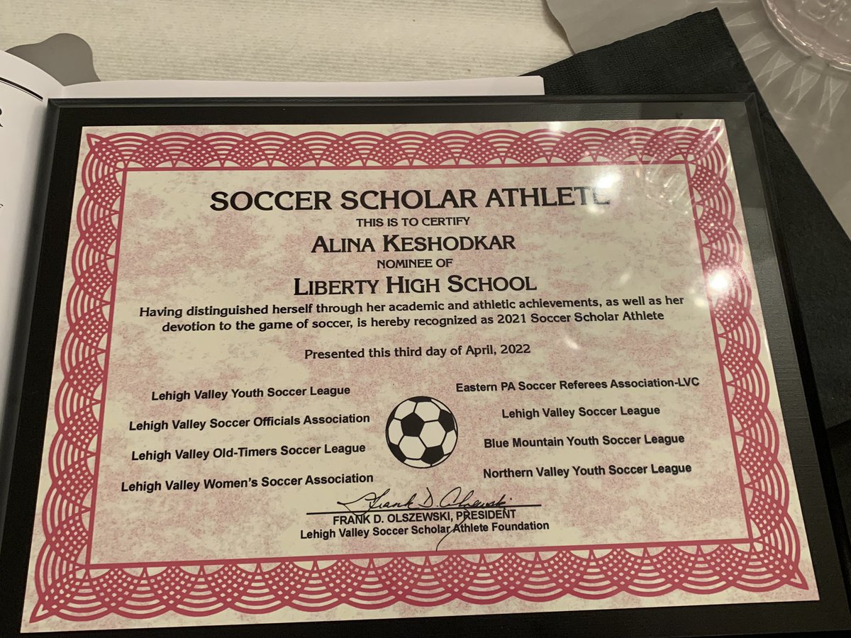 Congratulations Alina 👏🏼🎉🎊 <a href="/ae_keshodkar/">alina keshodkar</a> for receiving the 2021 Lehigh Valley Soccer Scholar Athlete Award representing <a href="/lgsgirlssoccer/">Lady Canes Soccer</a> 🎉🎊⚽️ Thank you Coach Uhler @mruhler_lhs <a href="/LIBERTYATHCLUB/">LIBERTYATHLETICCLUB</a> <a href="/LibertyHigh/">Liberty High School</a> <a href="/BethlehemAreaSD/">BASD</a>