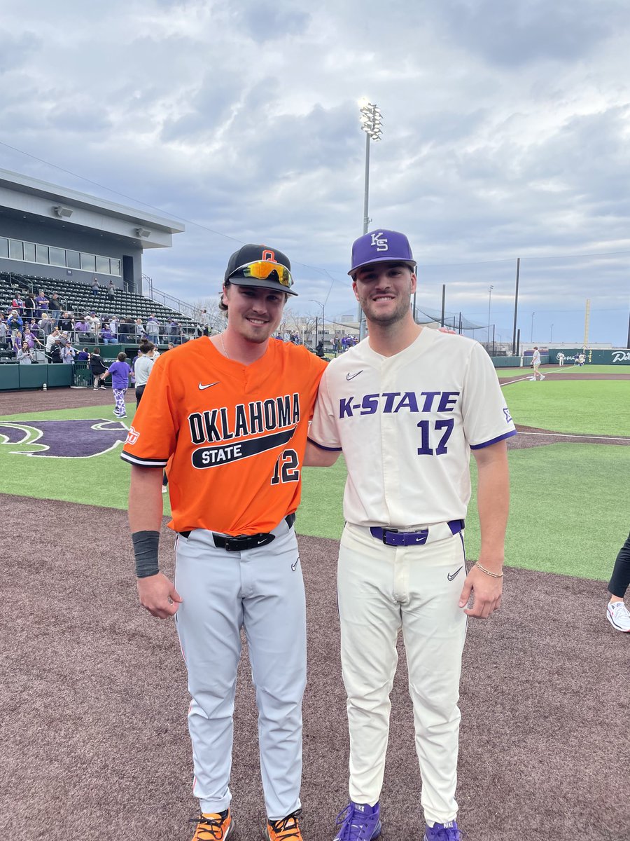 Two guys that played huge roles in our 2021 National Championship were back on the field together this weekend in Manhattan.  Only this time, ⁦@gmart127⁩ ⁦&amp; <a href="/Landrywideman/">Landry Wideman</a>⁩ were wearing opposing uniforms. Great representatives of the #McLennanFamily
#BosqueBoys4Life