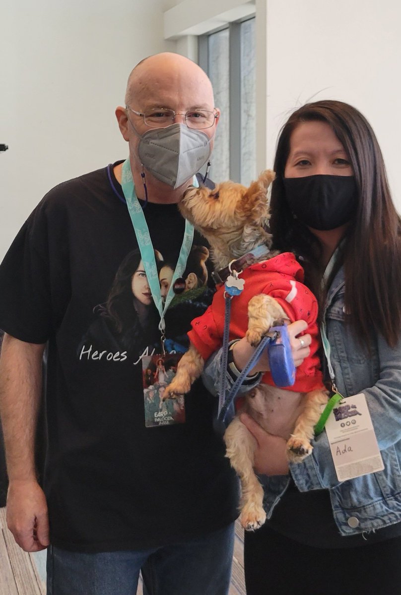 AdaWu712's tweet photo. 2019 vs. 2022. Reunions done right. We may be wearing masks but nothing can cover the smiles from our heart ❤️. The amazing @kbachelder 
#Earpapalooza #WynonnaEarp https://t.co/dbf7KQqp9S