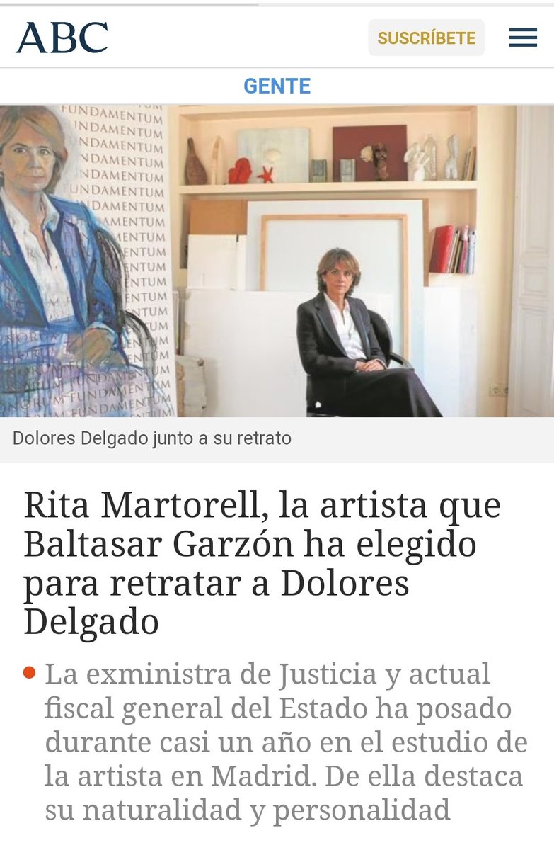JMiguelGutierr's tweet photo. Entre 20.000€ y 50.000€ nos va a costar el retrato de Lola.

Rita Martorell, la artista que Baltasar Garzón ha elegido para retratar a Dolores Delgado.

#ProgresNo

https://t.co/ap4OFPAhIo vía @ABC_gente https://t.co/mE7zwEtads