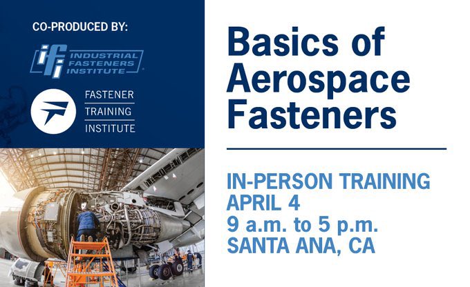 FastenerNews's tweet photo. Basics of #Aerospace #Fasteners Training: Excellent for anyone new to the industry, anyone having made a role change that would benefit from a general overview of the industry.
Register: https://t.co/XbPWaCIkDK @FastenerSchool @IFIConnects #fastenernews https://t.co/uicu8KBJ27