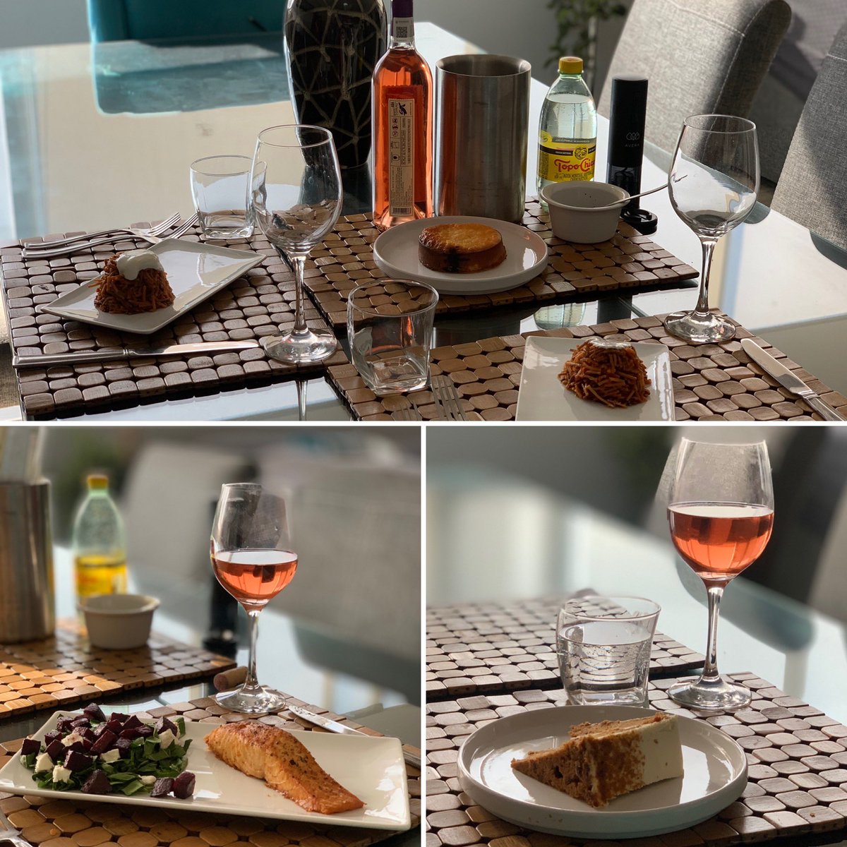 Camus_Mu's tweet photo. El marido @novelo99 cada día es más exigente… 😰😰😰… #enpareja #chefcito #consintiendo #fideoseco #salmon #pasteldezanahoria #vinorosado https://t.co/MR5QQxwGrd
