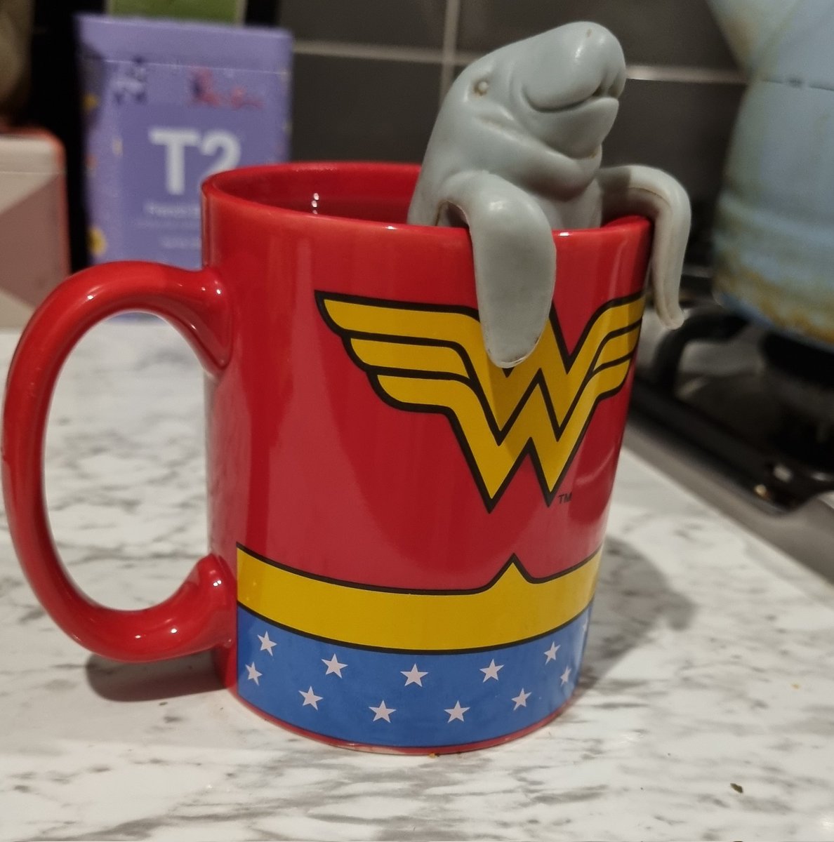 First day back from #matleave 🤱! I will need the right fuel in the right mug to set the mood. Green tea and #WonderWoman! 
@Momademia #WomenInSTEM