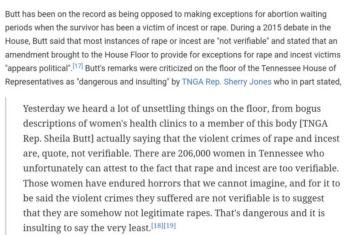 MauryHoller's tweet photo. Word also is that the Maury County GOP will be backing Sheila Butt for county mayor. Butt published a homophobic book, tweeted that we should have an NAAWP, thinks people shouldn't date outside their race, and says that rapes and incest aren't verifiable. https://t.co/ZQZpf0TLbW