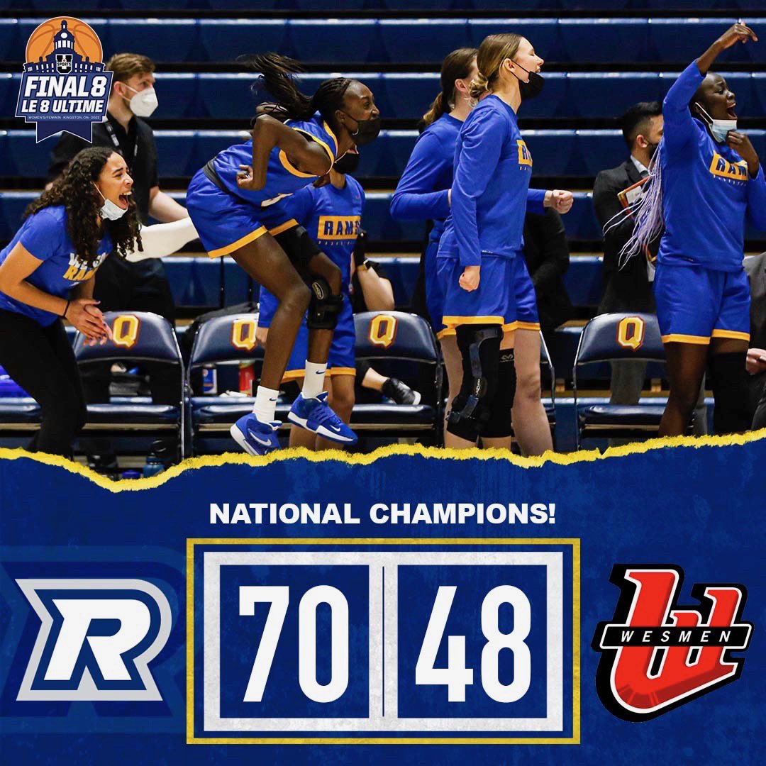 tmuboldwbb's tweet photo. ‼️RAMS WOMEN’S BASKETBALL ARE NATIONAL CHAMPIONS‼️

14-0 SEASON. OUA AND U SPORTS NATIONAL CHAMPIONS. THIS TEAM💙🐏

#weRrams https://t.co/3NfjvnPrTj