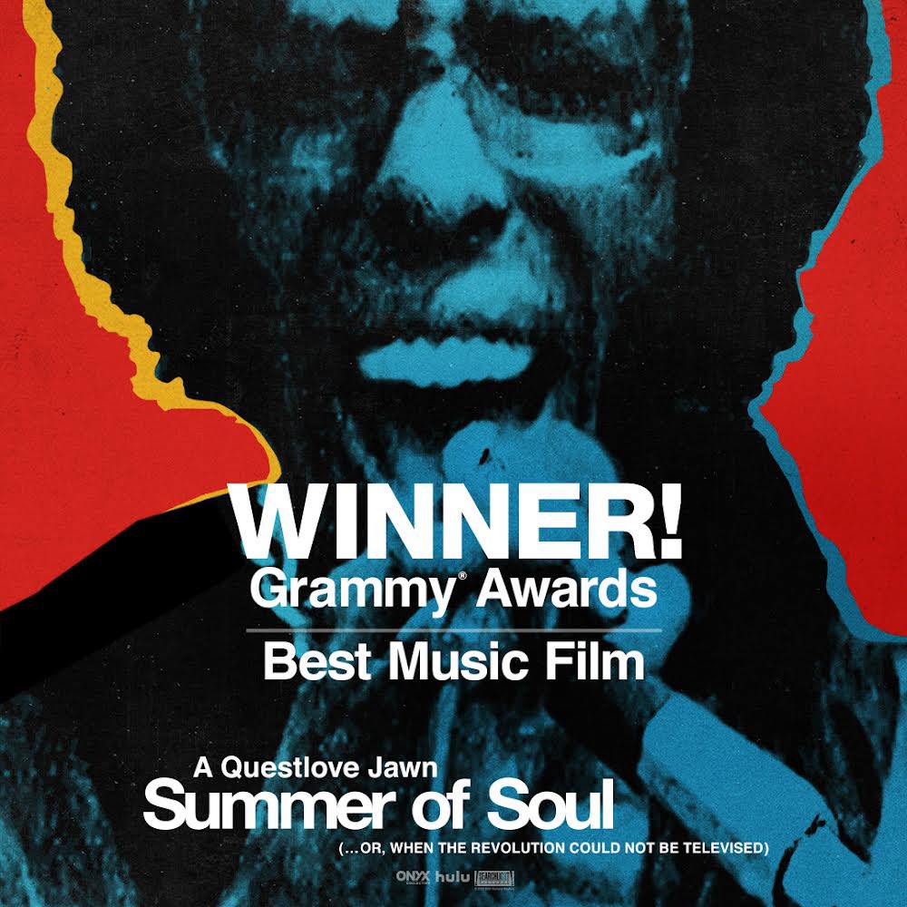 Congratulations to #SummerOfSoulMovie on winning BEST MUSIC FILM from the Recording Academy (@RecordingAcad)! @Questlove @SearchlightPics @Hulu @OnyxCollective #GRAMMYs