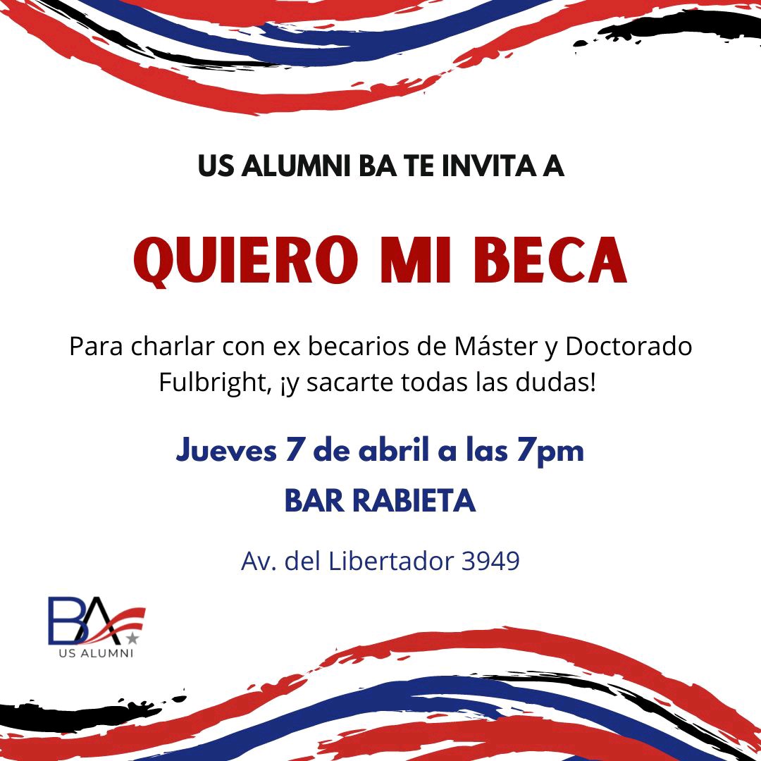 usalumniba's tweet photo. ¿Te gustaría seguir estudiando en EEUU 🇺🇲?

El jueves 7 ex becarios #fulbright van a estar contando su experiencia y vas a poder sacarte todas tus dudas sobre los programas, las becas y el proceso de postulación. 

¡Te esperamos!
Cualquier consulta, podés escribirnos por DM ✉ https://t.co/k8pXYtUsfk