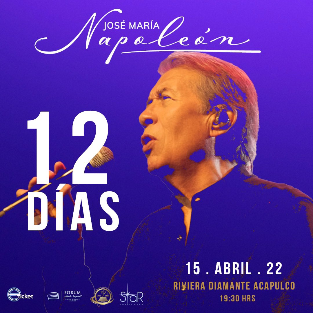 ¡Solo 12 días para llegar a #Acapulco! ¡Les invito a que me acompañen a vivir mi ÚLTIMO a concierto en <a href="/ForumImperial/">Forum Mundo Imperial</a>! 

🎟 bit.ly/JMNapoleon-Aca…