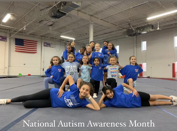 HCYSDanburyHatt's tweet photo. Hat City Cheerleading showing their support for autism awareness month as they kick off spirit week with a blue out #autismawareness #AutismAwarenessMonth https://t.co/9Pbt73sQAF